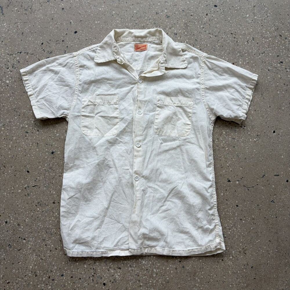 Vintage 50s Gold Star Sanforized Cream Cotton Loop Collar